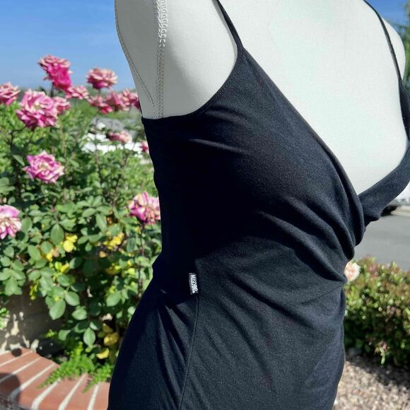 Moschino Jeans Mini Dress Black Logo Zip Side Size 8 fits Medium and Small - Picture 6 of 10